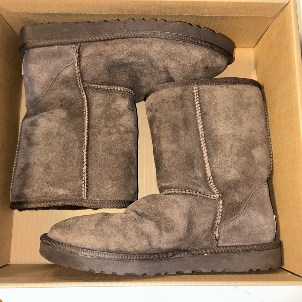 Classic Short UGG Shearling Suede Boots - Brown